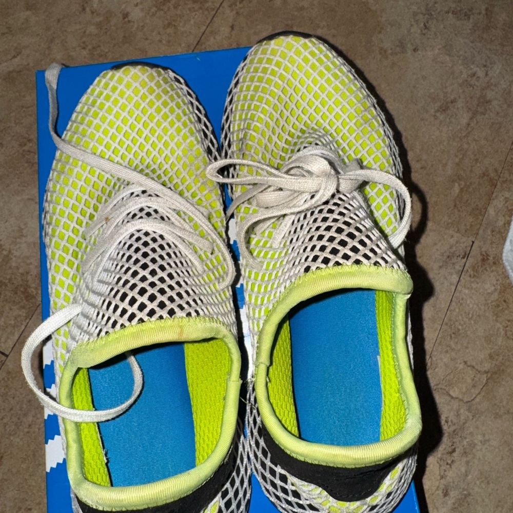 Adidas Neon Green and Blue Sneakers